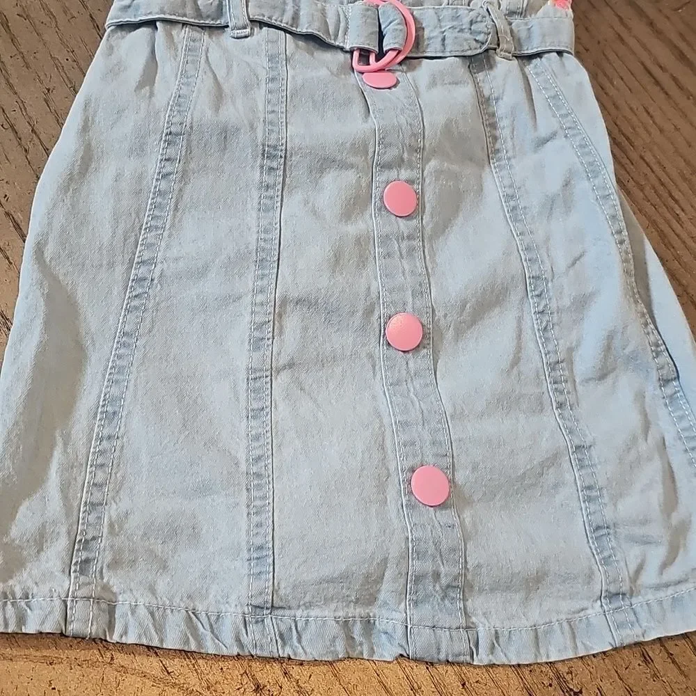 Stylish Denim Kids Dress Size 6 with Pink Accents